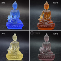 Glass medicine teacher Buddha small ornaments ancient method clear old glass Buddha statues for ornaments carved ornaments carved ornaments carved ornaments car ornaments Buddha antiques