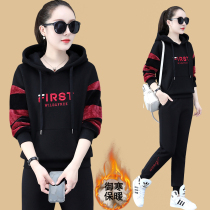 Sports suit women autumn and winter 2021 New Fashion loose slim hooded casual wear padded velvet sweater