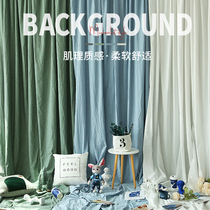 Cotton photo background cloth ins Net red Morandi blue green white hanging wall linen dessert wedding photography props