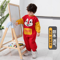 Childrens gown one-piece autumn and winter full body waterproof and breathable reverse wear baby climbing clothes baby painting anti-dirty cover