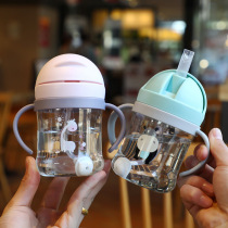 Baby learning drinking cup children with straw gravity ball kettle baby drinking cup anti-choking and falling out