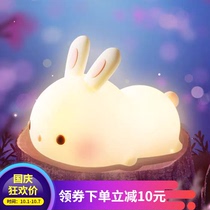 Rabbit silicone night light bedroom sleep light baby feeding charging remote control timing Pat sensor bedside lamp
