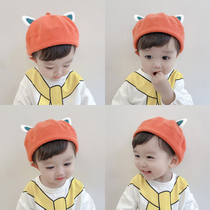 Korean same childrens knitted Bailey hat two dimensional cute plush cat ears baby painter hat wool hat