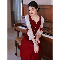 Toast to the bride 2022 new summer wine red advanced senses everyday wedding little evening gown women can wear