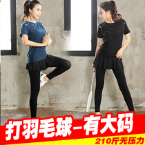 Fat mm plus size Korean badminton suit 200 kg womens culottes suit sports quick-drying summer tennis pants and skirts