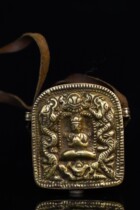 Nepal Tibetan Tibetan Buddhism Old Bronze-made Artisanal Chisel Engraving of the Four-arm Guanyin Pendant Buddhas Pendant Buddhas Pendant Buddha