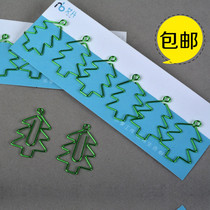 Bright green Christmas tree paper clip creative bookmarks color paper clip cartoon clip metal back needle wholesale