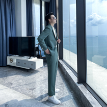 (DAIO ETHAN) British temperament minimalist solid color suit set simple Joker tradesmen single row suit