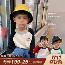 Chenchen mother Boy Sweater Color shoulder sleeve Joker sweater knitted sweater sweater male big boy spring and autumn pullover top