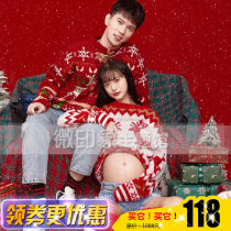 1297 photo studio hipster year Christmas theme art photo photo couple winter knitted sweater clothing
