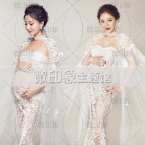 2018 New pregnant woman Photo theme clothing personality big belly mommy art photo studio shooting big lace dress