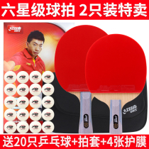 Double Happiness ping-pong bat 2 Star 3 Star 4 Star 5 Star 6 Stars 2 pack the pen-hold the horizontal position double shoot students beginners kuang biao wang