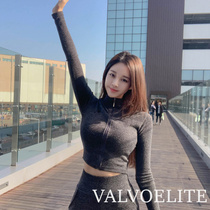 VALVOELITE Sports Set Womens Autumn Winter Short Slim Long Sleeve Yoga Top Running Fitness Two Piece Set