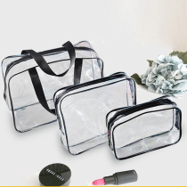 Thickened PVC Transparent Zipper Hand Makeup Bag Large Capacity Waterproof Portable Skin Care Products Wash Bag Cashier Bag
