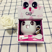 Wholesale new ceramic cup small gift creative mug with spoon coffee cup custom advertising Cup LOGO printing