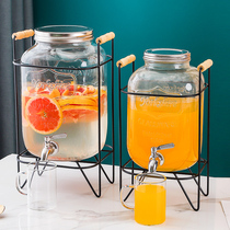 Glass juice bucket with faucet Commercial Western hotel self-service beverage bucket Orange juice ding Cold drink Large capacity beverage machine