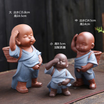 Pee boy new product Purple sand water spray tea Pet ornaments Ceramic little monk Pee brother kiln tea toy accessories characters