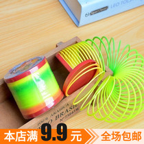 Childrens nostalgic plastic toy rainbow circle Creative Spring ring stacking ring folding ring elastic stretch ring