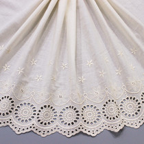 Hollow flower rice apricot wide skirt lace cotton embroidery curtain bedding sofa lace decorative fabric 40cm
