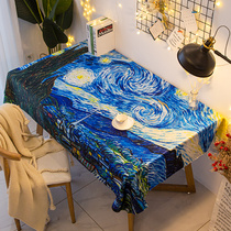 Starry sky tablecloth Van Gogh oil paintings Apricot tree sunflower Mediterranean style dining table cloth Desk pad to map custom