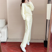Sportswear suit womens spring and autumn 2021 New Net Red early Autumn Sweater wide leg pants casual fashion two-piece set