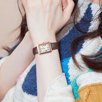 Swiss Opinco brand watch womens square leather belt retro temperament light luxury niche high-end sense small brown watch