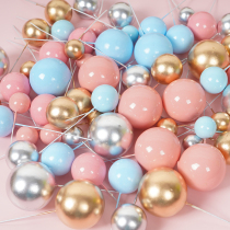 Golden ball cake decoration ornaments Silver ball birthday cake plug-in baking materials ins net red decoration accessories