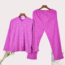 Lady in old age pure cotton cardiology buttondown autumn clothes Autumn pants lingerie suit Mom High waist loose Loose Home Suit