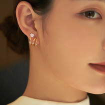 Small Flower Suction zircon Zircons Inlaid with Mosquito-Repellent Coil Ear Clip Without Earrings Woman Small Earrings Light Extravagant Superior Earrings