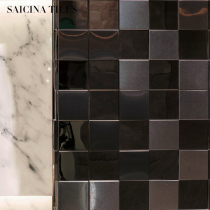 Black metal 3D concave and convex relief stainless steel mosaic tile bathroom kitchen background wall bar wall tile