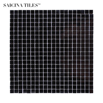 Simple Nordic pure black glass mosaic toilet floor tile porch aisle TV background wall tile tile