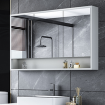 Smart mirror cabinet Wall-mounted bathroom mirror with light Bathroom mirror with shelf Bathroom solid wood storage storage cabinet