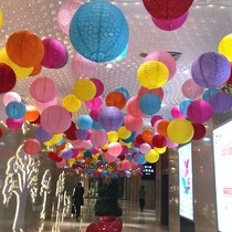 Mid-Autumn Festival National Day Kindergarten Window Beauty Chen Decoration Ceiling Window Shopping Mall Arrangement Hollow Color Paper Lantern