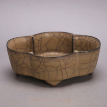 Song Brother Kiln Iron Tire Gold Wire Iron Wire Flower Mouth Wash Water Fairy Basin Imitation Song Generation Old Goods Ancient Play Porcelain Home Collection