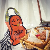 Japan mr friendly smile cute Mr orange crossbody handbag storage bag walking hand carrying small bag