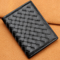 Trend card bag mens leather ultra-thin small card clip sheepskin card bag female Korean card set personality mini leather case