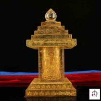 The ancient temple and ground palace unearthed the Tang Dynasty old crystal carving inscription totem tracing gold Relic Pagoda