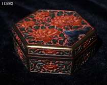 Folk Collection Old and red lacquerware Painted Six-Edged Jewelry Box Containing box Gift Pendulum