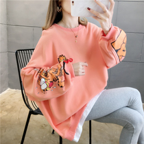 2022 pregnancy womens clothing suit Two sets of spring and autumn season new loose big code round collar fake two weaters and women blouses