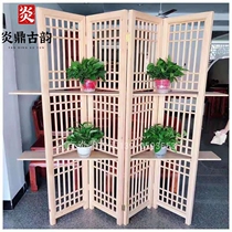 Beijing manufacturers custom new Chinese wood grille Hotel living room entrance Solid wood decorative screen Japanese partition wall