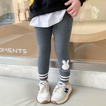 Girl 100 Hitch Spring Autumn Beat Bottom Pants Woman Baby Foreign Air Spring Outdress Trendy Pants Children Spring Dress Long Pants Korean Version