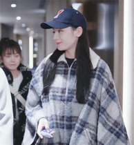 Sandro Veneta di Lieba same plaid woolen jacket medium and long woolen zipper cloak coat