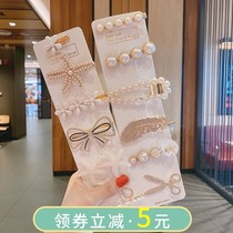 Net red 2020 new pearl rhinestone hair clip side word clip 2021 bangs hair clip headdress