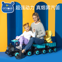 Children's electric car four-wheel remote control car girl two children baby toy car small train can take people and adults