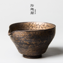Handmade coarse pottery gilt cup ceramic gilt cup retro kung fu tea set tea division Japanese simple Tea Sea can keep