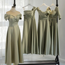 Satin bridesmaid dress 2021 new summer senior can usually wear sister group host dress dress niche