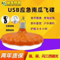Green bird usb charging emergency three gear adjustment pumpkin UFO night market fishing outdoor with adhesive hook stall lights