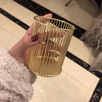 ins Nordic iron makeup brush bucket desktop simple round cosmetic brush storage tube comb eyebrow pencil storage tube