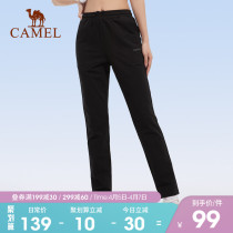 Camel sports pants woman 2022 spring summer new casual broadlegged pants loose with slim draw rope 100 lap straight drum pants
