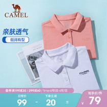 Camel polo shirt short sleeve turning collar sports blouse 2022 new white half sleeve loose casual tennis t-shirt
